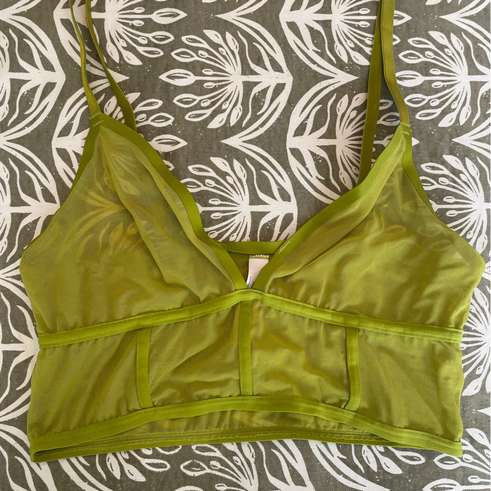 Auden toned down lime Green Sheer Mesh Bralette